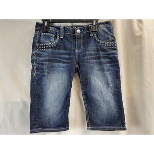 COOGI Jean Denim Women's Bermuda Shorts Sz 9/10 Studded, Distressed, Stretch EUC